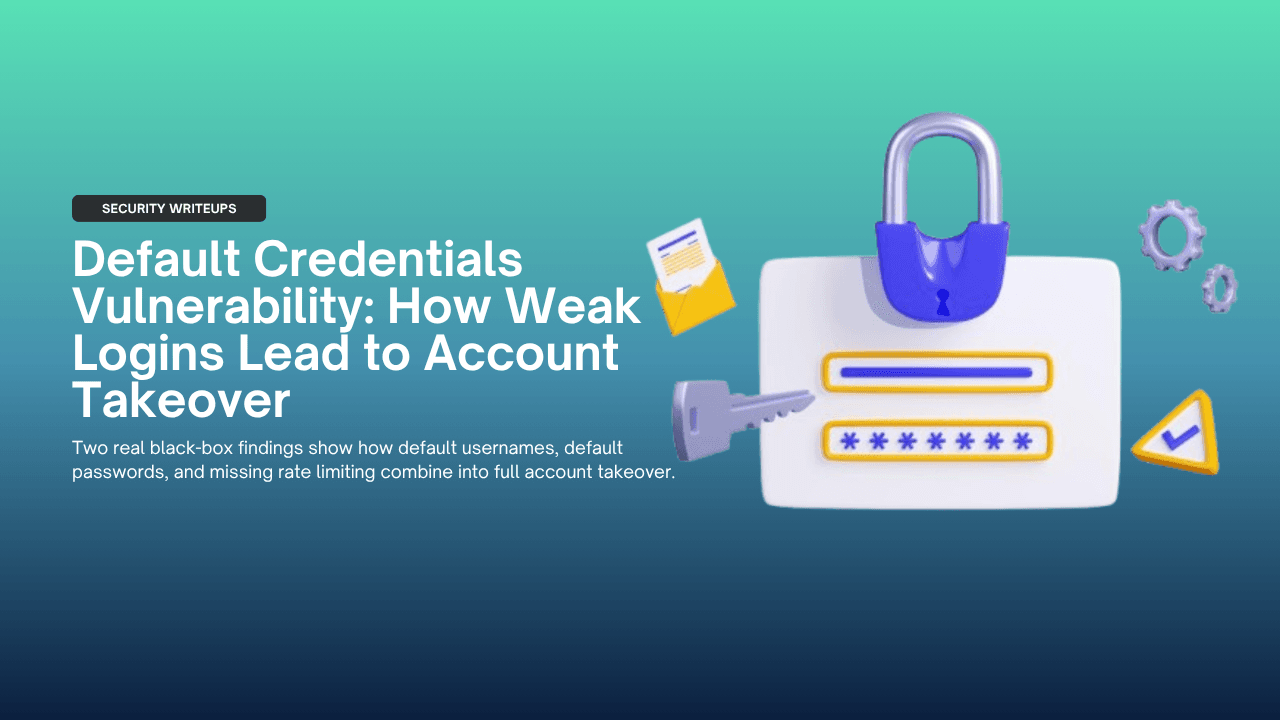 Default Credentials Vulnerability: How Weak Logins Lead to Account Takeover (2026) Default Credentials Vulnerability: How Weak Logins Lead to Account Takeover (2026)