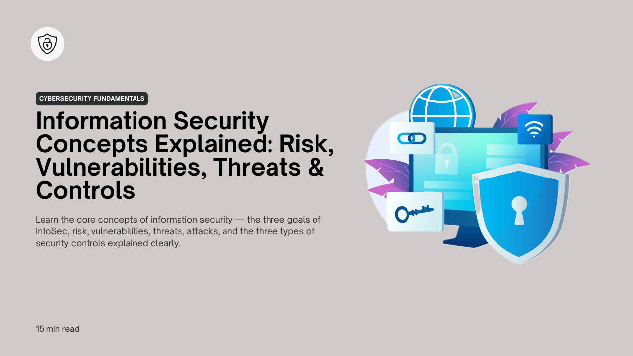 Information Security Concepts Explained: Risk, Vulnerabilities, Threats & Controls (2026) Information Security Concepts Explained: Risk, Vulnerabilities, Threats & Controls (2026)